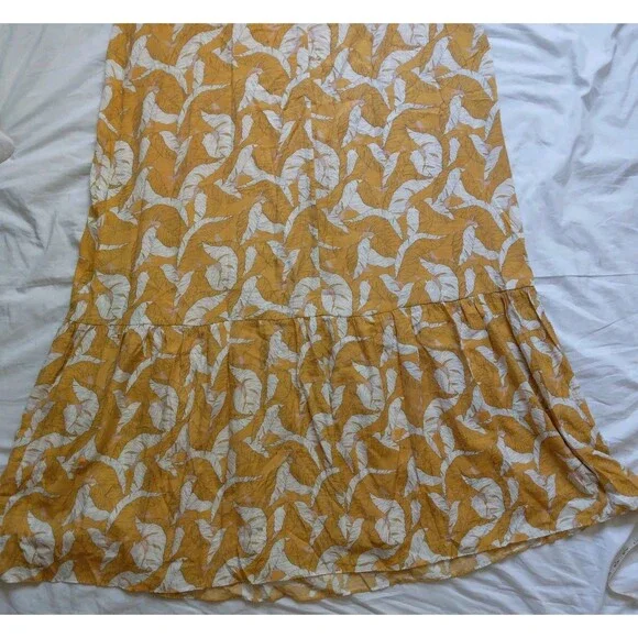 Nine West Textured Tiered Dress Sleeveless Yellow Summer Lined Womens Large - Picture 13 of 14